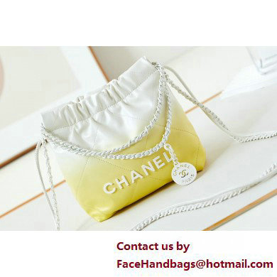 Chanel Patent Gradient Calfskin & Lacquered Metal CHANEL 22 Mini Handbag AS3980 White/Light Yellow 2025 - Click Image to Close